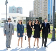 Leyla Aliyeva attends the opening of a new park complex in Baku