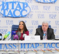 Leyla Aliyeva hold a Press Conference at ITAR-TASS News Agency, Russia