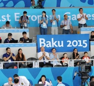  President Ilham Aliyev and First Lady Mehriban Aliyeva watch taekwondo competitions within the framework of the 1st European Games