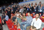  Mehriban Aliyeva watches the match between the Azerbaijani women volleyball players and the Belgian national team
