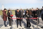 Leyla Aliyeva attends the inauguration of an open-air sports ground built in the Seaside National Park 