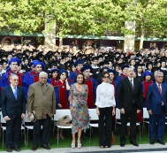 President Ilham Aliyev and family members attend the graduation day at ADA University 